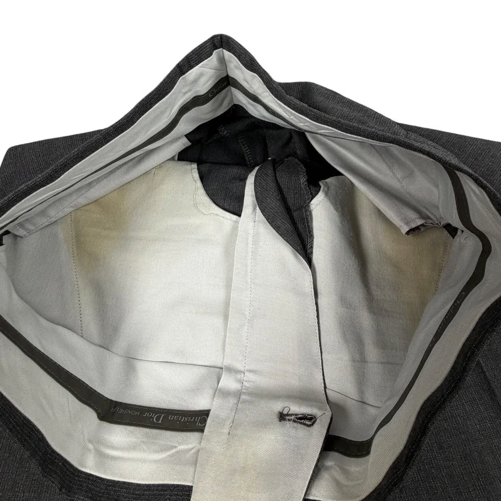 Christian Dior Monsieur Men Three Piece Suit Grey Wool 40R 34X32